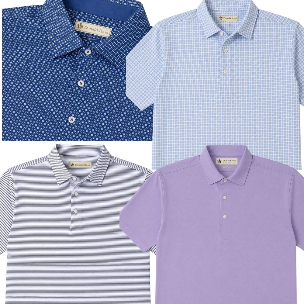 Donald Ross PERFORMANCE Polo Shirts Mens XXL Blue Purple LOT OF 4 Striped  Check